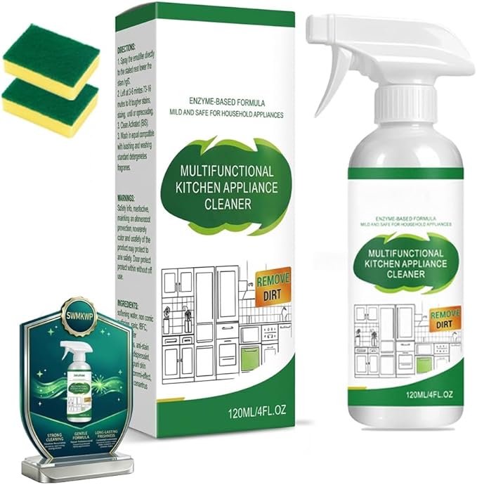 Multifunctional Kitchen Appliance Cleaner Spray Degreaser For Stove Oven Microwave Stainless Steel Pan Liquid Scrubber Remove Grease Oil Stain Residue Surface Brightening Polish 120ml(1PC)