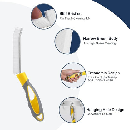 Hard Bristled Crevice Cleaning Brush Bathroom Gap Cleaning Brush Thin Grout Brush, Large Handle