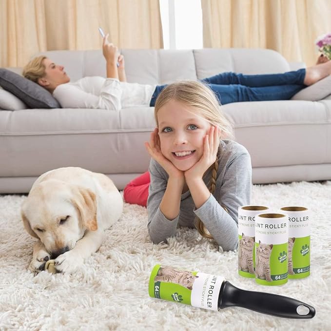 Lint Roller Pet Hair Remover Fur Tape Roller Sticky Hair Remover for Clothes Dog Hair - 8 Pack