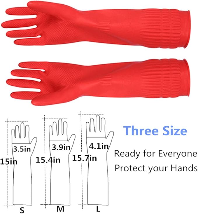Rubber Cleaning Gloves Kitchen Dishwashing Glove 2-Pairs And Cleaning Cloth 2-Pack,Waterproof Reuseable.(Small)