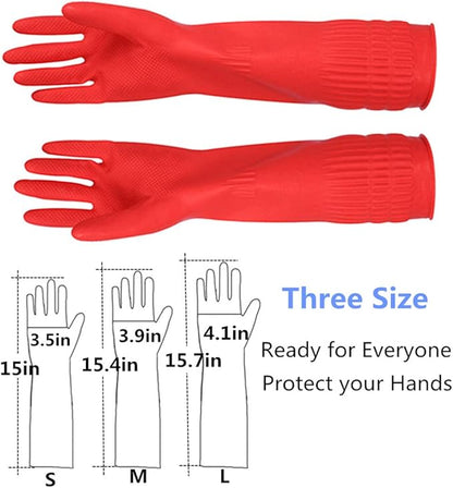 Rubber Cleaning Gloves Kitchen Dishwashing Glove 2-Pairs And Cleaning Cloth 2-Pack,Waterproof Reuseable.(Small)