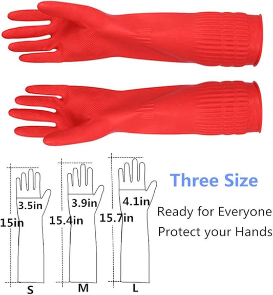 Rubber Cleaning Gloves Kitchen Dishwashing Glove 2-Pairs And Cleaning Cloth 2-Pack,Waterproof Reuseable.(Medium)