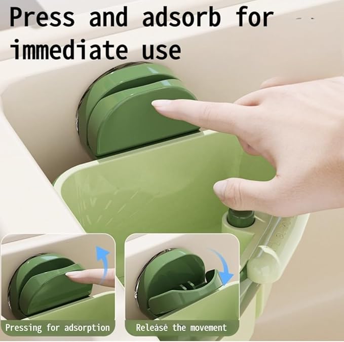 Corner Sink Strainer Basket with Suction Cups, Automatic Dumping Collapsible Food Drainer, Kitchen Sink Food Waste Catcher with Strong Hold Base (Lemon Yellow)