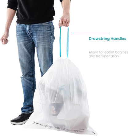 Home Zone Living 2-Pack 12 Gallon Kitchen Trash Bags with Drawstring Handles, Heavy Duty Custom Fit Design for Standard 45 to 50 Liter Kitchen Trash Cans, Code 45S, 60-Count