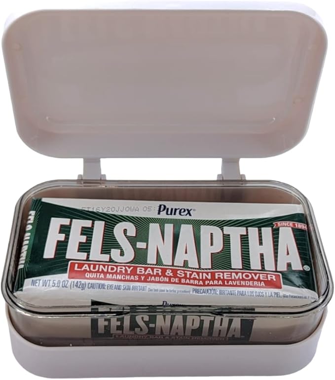 Fels-Naptha Brown Heavy Duty Laundry Bar & Stain Remover (5 oz) with BlehBlu Soap Box