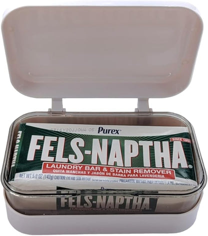 Fels-Naptha Brown Heavy Duty Laundry Bar & Stain Remover (5 oz) with BlehBlu Soap Box