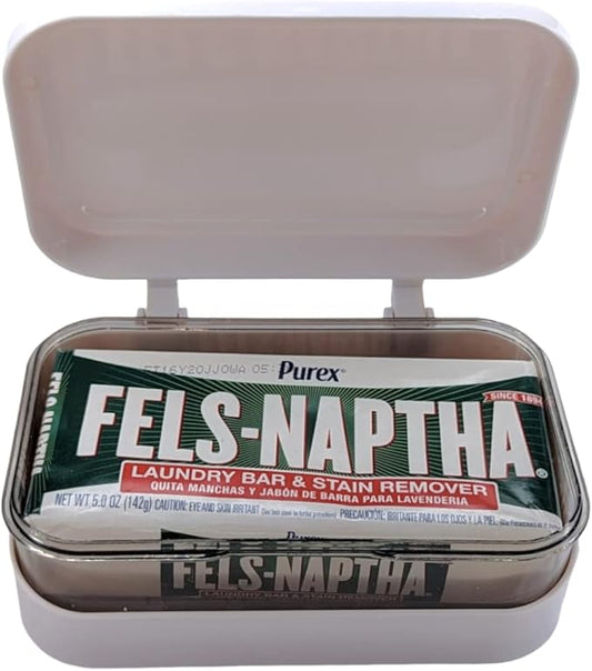 Fels-Naptha Brown Heavy Duty Laundry Bar & Stain Remover (5 oz) with BlehBlu Soap Box