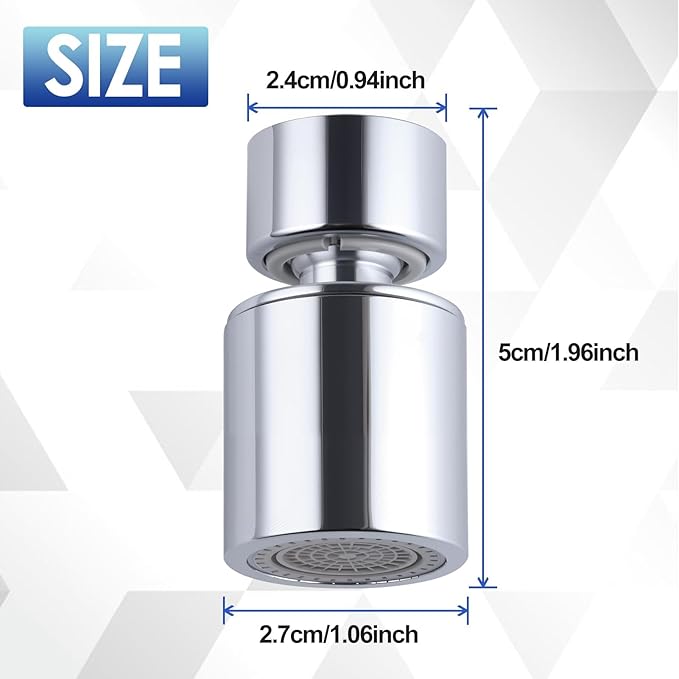 Swivel Faucet Aerator 360 Degree Twist Kitchen Sink Aerator Dual-Function Sink Sprayer Attachment Kitchen 55/64 Inch Female Thread Faucet Extender Splash-Proof