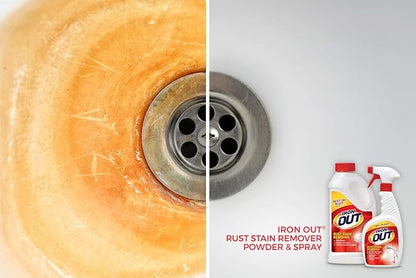 Iron Out Rust Stain Remover Automatic Toilet Bowl Cleaner Tablets, Powerful Gel Spray and Powder
