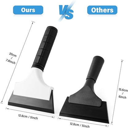Gomake 2PCS Small Rubber Squeegee Ice Scraper Window Shower Squeegee,Auto Water Blade Squeegee for Shower Glass Door,Car Windshield, Window, Mirror, Bathroom,Countertop Cleaning (Black)