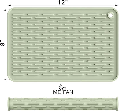 ME.FAN Silicone Dish Drying Mat for Kitchen Counter, Dish Drying Pad for Sink, Refrigerator or Drawer, Countertop Protection Pad S - 12'' x 8'' - Desert Sage