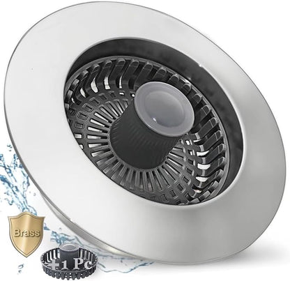 BAOLSLS 3 in 1 Kitchen Sink Stopper, Pop Up Kitchen Sink Drain Strainer, with an Extra Basket Strainer, Kitchen Sink Drain Stopper for US Standard 3-1/2 Inch, Brass Material Electroplate Silver