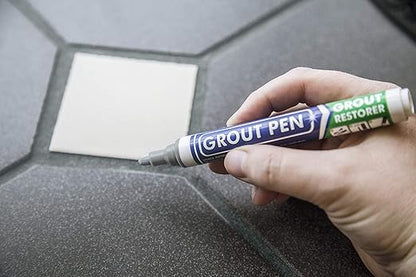 Grout Pen Grey Tile Paint Marker: Waterproof Grout Paint, Tile Grout Colorant and Sealer Pen - Narrow 5mm, 2 Pack with Extra Tips (7mL) - Grey