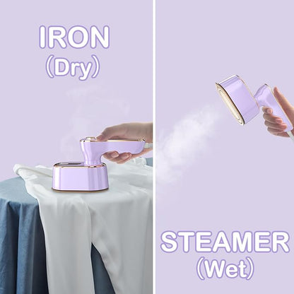 Travel Steamer Iron for Clothes Mini - Portable Ironing Machine Travel Small Size Portable Steamer Travel College Dorm Home Essentials (Purple)