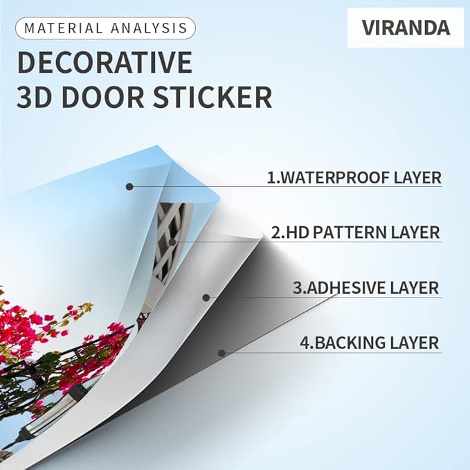 3D Door Stickers Murals Peel and Stick Wallpaper -Maritime Wooden Door- PVC Self-Adhesive Door Decal Removable Waterproof Poster for Bedroom Living Room Home Home Decoration 37.4x78.7 inch