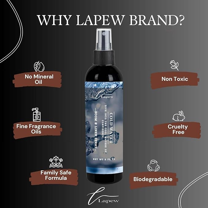 Lapew Room & Linen Spray | Fragrance Mist for Home, Car & Office | Fabric & Air Freshener | Neutralizing Mist | Made in USA | Cold Water