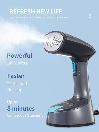 Reemix Steamer for Clothes, Folding Handheld Design Garment Wrinkles Remover, 20g/min Strong Penetrating Steam, 25-Sec Fast Heat-up, for Home, Office and Travel (Dark Gray)