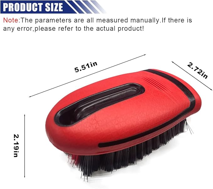 Carpet and Upholstery Cleaning Brush, Hanging Hole Car Cleaning Brush, Leather Seat Brush, Car Detailing Carpet Brush for Car Interior and Home, Fits Scrubbing Couch, Clothes, Tile (Red)