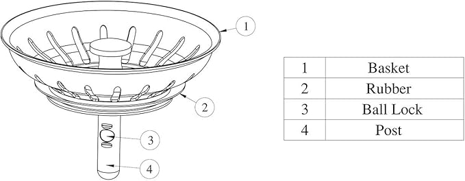 KANARY Kitchen Sink Basket Strainer Replacement for Standard Drains (3-1/2 Inch) Stainless Steel Body with Rubber Stopper (Pack of 2, Stianless Steel)