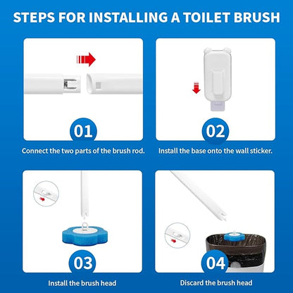 Disposable Toilet Brush with 48 Refills,Toilet Cleaning Supplies,Toilet Wand Brush Starter Kit,Wall Mounted Toilet Bowl Cleaner Brush with Holder for Bathroom Deep Cleaning & Hygiene (pink)