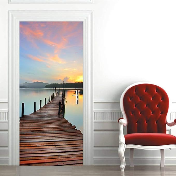 3D Door Stickers Murals - Peel and Stick Wallpaper Self-Adhesive Decals Removable PVC Waterproof Bedroom, Living Room 30.3" x 78.7"