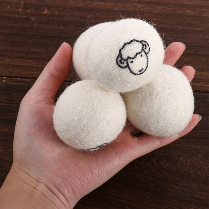 Generic Reusable Wool Dryer Balls Fabric Softener Ball Wool Laundry Ball Reducing Clothing Wrinkles,Saving Drying Time and Fabric Fluffier(2 pcs-with Pattern), AM17CD0ADMXUS