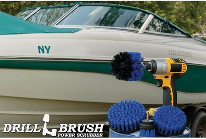 Drillbrush Boat Hull Cleaner Set/Swimming Pool Accessories - Cleaning Drill Brushes for Vinyl Liners - Hot Tubs and Spas Cleaning Brush Kit - Pool Cover Scrubber - Rotary Brushes for Walls and Deck
