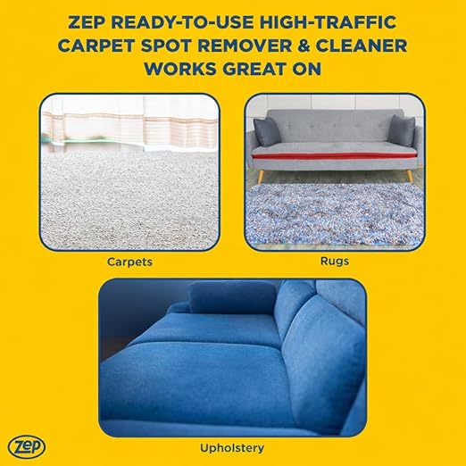 Zep High-Traffic Carpet Spot Remover 1 Gal (1 Unit) & Carpet Shampoo Concentrate 1 Gal (1 Unit) ECBD011- Complete Carpet Care Made Easy With Stain Treatment & Deep Carpet Shampoo Cleaner