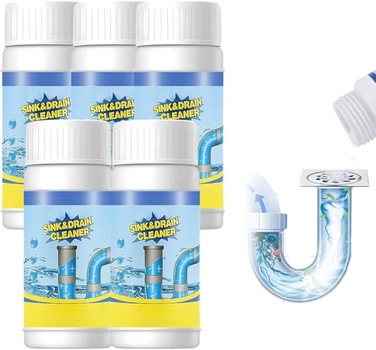 2026 New Multi Functional Drain Cleaner Powder Quick Foaming Clog Remover Heavy Duty Sink Cleaning Powder for Kitchen Bathroom Shower Toilet Sewer Pipe Dirt Build Up Removal (5 PCS)