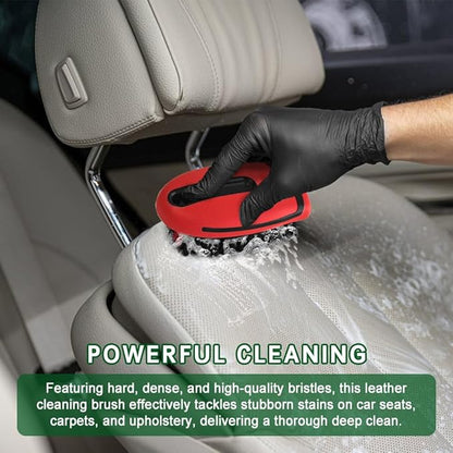 Carpet and Upholstery Cleaning Brush, Stiff Bristle Carpet Detailing Scrubber Brush, Multi-Functional Car Detailing Scrub Brushes, Cleaning Brushes for Car and Home Couch Floor Mats (Red)