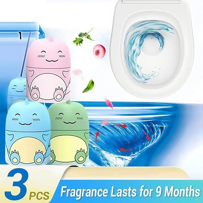 Dinosaur Toilet Bowl Cleaner Bottle, 2026 Upgraded Cute Dinosaur-Shaped Magic Automatic Toilet Tank Cleaner Bottle, Long-Lasting Bathroom Tank Crazy Cleaning Deodorizer Wonder(3pcs-Ocean)