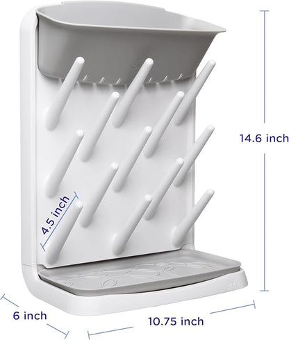 Ubbi Vertical Baby Bottle Drying Rack, Space Saving Countertop Drying Rack Baby Organizer, Gray