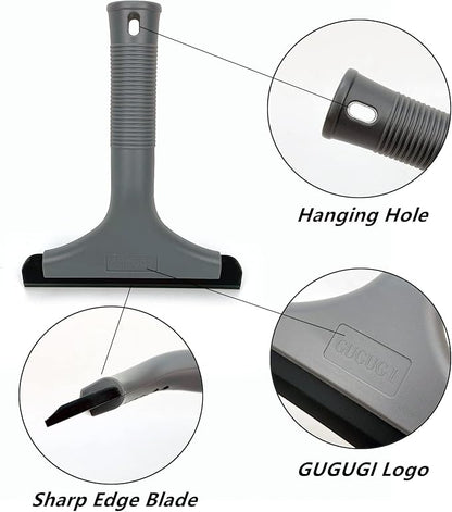 Super Flexible Silicone Squeegee, Auto Water Blade, Water Wiper, Shower Squeegee, 5.9'' Blade and 7.5'' Long Handle, for Car Windshield, Window, Mirror, Glass Door, Grey Black
