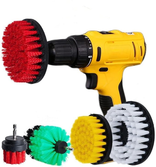 Drill Brush Soft Medium Stiff Bristle Powered Scrub Attachments Cleaning Kit for Bathroom Shower Grout Carpet Tires Boats Ceramic Marble Wheels Glass Carpets Upholstery (2''+3''+4''+5''+5'')