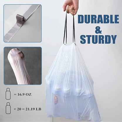 Small Trash Bags 4 Gallon - Drawstring 4 Gallon Trash Bag, Individual Unscented Small Garbage Bags, White 4 Gal Trash Can Liners Bathroom Trash Bags, 57 Count