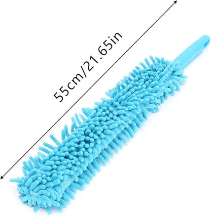 Double-Sided Microfiber Car Wheel Brush - 21" Flexible Chenille Duster for Alloy Rims, Scratch-Free Brake Dust Cleaner with Long Handle