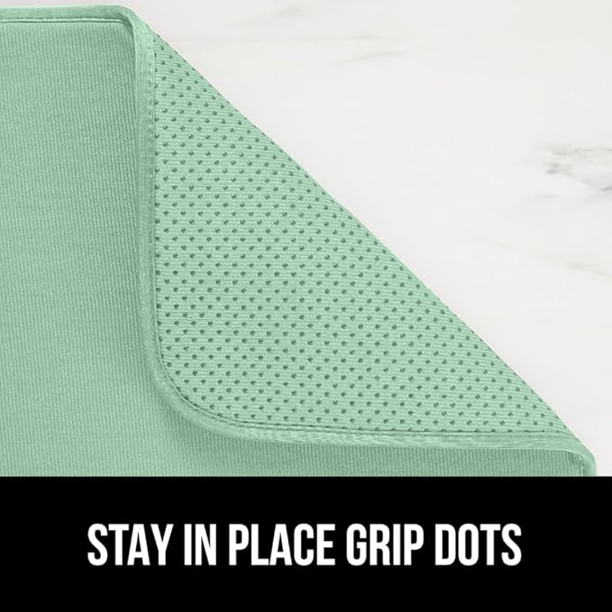 GORILLA GRIP Ultra Water Absorbent Microfiber Dish Drying Mat, 18x24, Quick Dry Thick Mesh, Slip Resistant Pad for Sink Dishes or Under Rack, Kitchen Counter Accessories, Machine Wash Mats, Mint