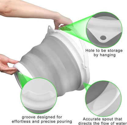 Collapsible Bucket with Handle 10L(2.6 Gallon), Portable Mop Bucket for Cleaning, Silicone Ice Buckets for Outdoor Camping Fishing Car Washing Household Cleaning Supplies, Large Plastic Wash Basin Tub