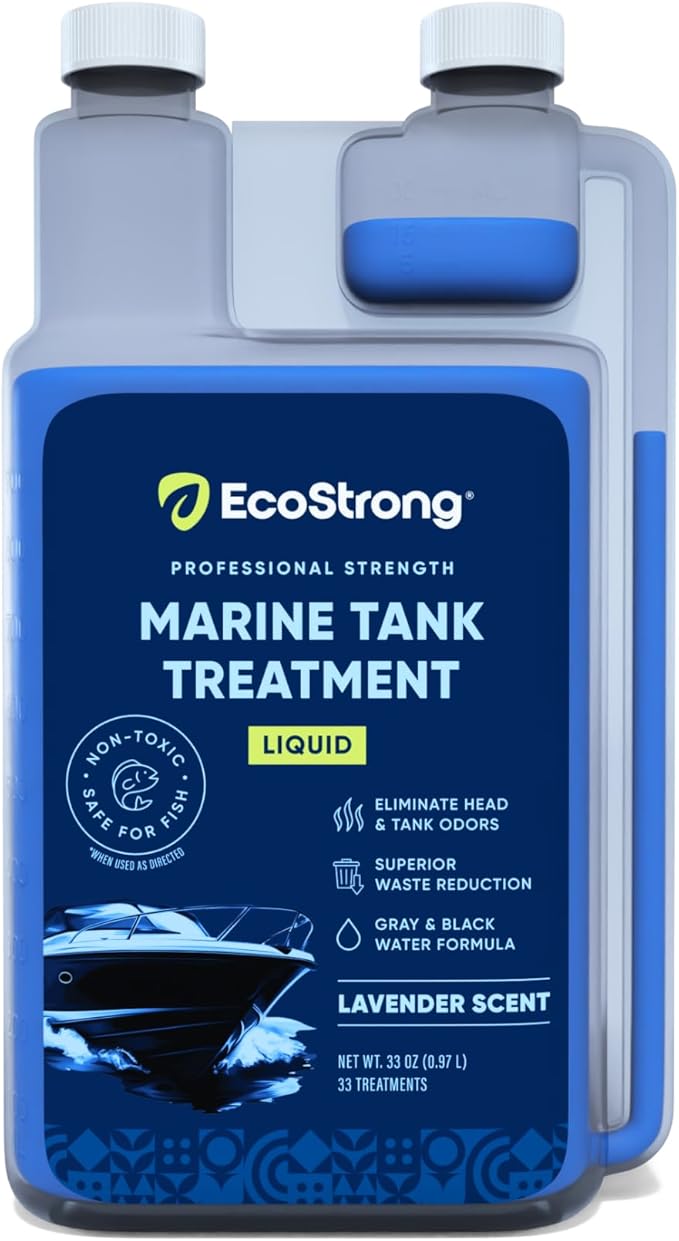 Eco Strong Marine Holding Tank Treatment | Powerful Enzymatic Black Water Digesting Liquid - Eliminates Tank Odor and Breaks Down Waste (33 oz)