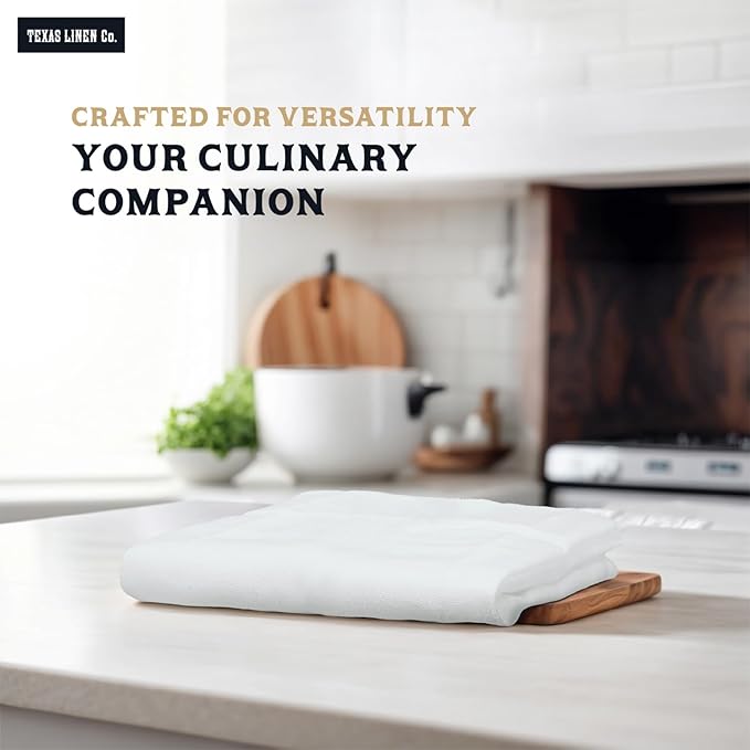 TEXAS LINEN CO. 100% Cotton Dish Cloths - Flour Sack Kitchen Towels - Cotton Blank Towel - Thick Absorbent Quick Dry, Machine Washable - Cleaning & Drying - 28"x28" - Pack of 12 (White)