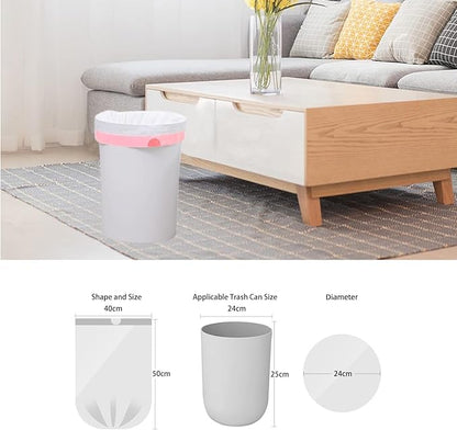 Waikas 2.6 Gallon Trash Bag Drawstring, Small Garbage Bags 2.6 Gal, 1.18Mil Thickness, 40x50cm, 4.9g/pcs, Pack of 68, Unscented, Clear