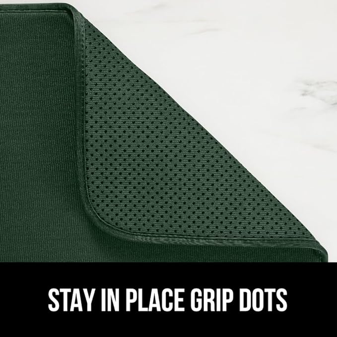 GORILLA GRIP Ultra Water Absorbent Microfiber Dish Drying Mat 2 PK, Quick Dry Thick Mesh, Slip Resistant Pad for Sink Dishes Under Rack, Kitchen Counter Accessories, Machine Wash, 18x16 Hunter Green