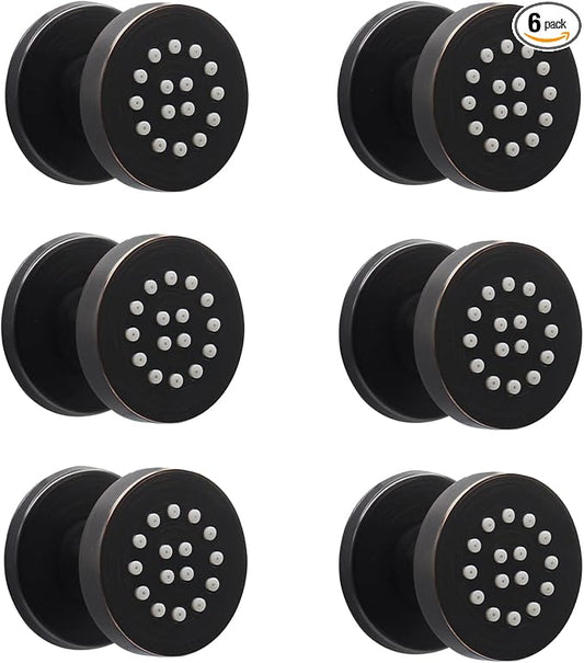 HOMEDEC 2inch Round Brass Showerhead Shower Jet Massage Spa Body Sprays Jets Wall Mount, 6pcs,Oil Rubbed Bronze
