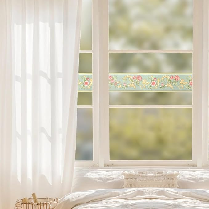 AbaBoorty Green Floral Wallpaper Border Decor 196"X4.1" Peel and Stick Wall Border Waterproof Tiles Sticker Wallpaper Self Adhesive Removable Wall Stickers for Bedroom Living Room Decor
