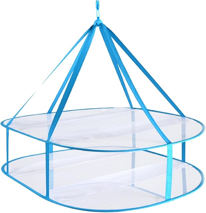 2-Tier Folded Mesh Clothes Drying Rack, Stackable Sweater Laundry Drying Rack, Foldable Hanging Mesh Dryer, Portable Hanging Laundry Rack for T-Shirt, Swimsuit, Underwear (COLOR:30.7"x24"x23.6")