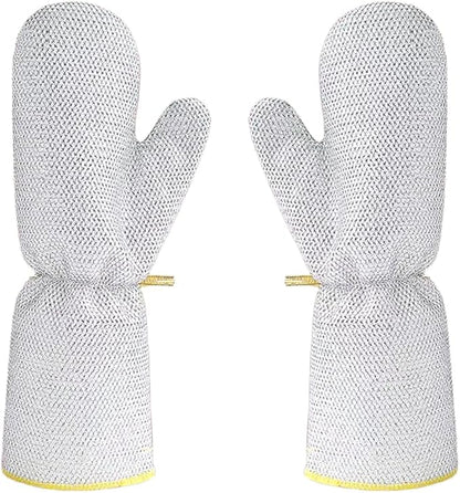 Steel Wire Dishwashing Gloves, Silver Wire, Waterproof Oil Resistant Heat Resistant Gloves for Kitchen Cleaning