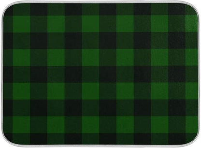 Super Absorbent Dish Drying Mat, Microfiber Fast-Drying Dish Mat, 24" x 18", Kitchen Dish Drying Pad Vintage Hunter Green Plaid