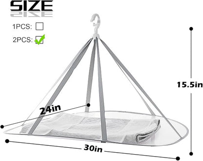 1 Tier Folding Mesh Clothes Drying Rack with Internal Fixation Stackable Sweater Drying Rack Portable Hanging Laundry Rack for Sweater,T-Shirt,Delicates,Swimsuit (2 Pack)
