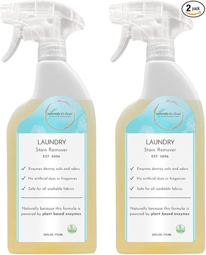 naturally It's clean Enzymatic Laundry Stain Remover Spray RTU 24 oz Bottles x 2 Pack