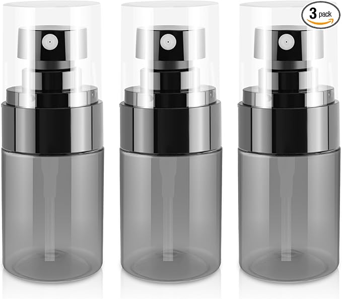 3Pack Small Spray Bottles, 1oz Black Plastic Fine Mist Mini Mister Bottles for Hair, Cleaning, Salons, Planting, Skin Care